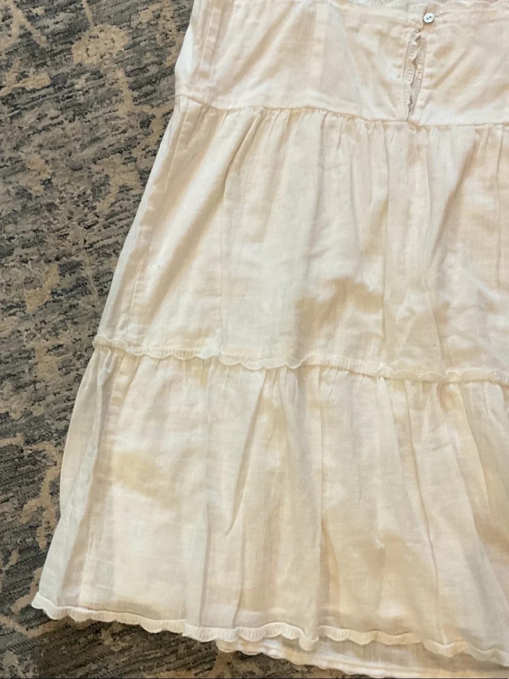 Aeropostale White Tiered Spaghetti-Strap Babydoll Mini Dress lace small cotton